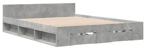 Estrutura de cama c/ gavetas derivados de madeira cinza-cimento