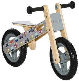 AIYAPLAY Bicicleta de Equilíbrio sem Pedais Madeira Assento Ajustável 34-40cm Infantil 87x37x50cm Cinza