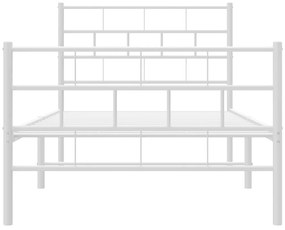 Estrutura de cama com cabeceira e pés 107x203 cm metal branco