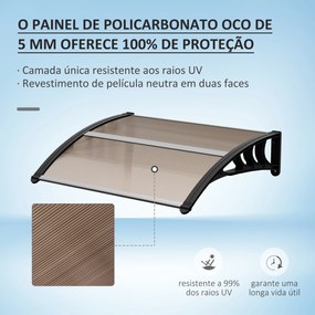 Toldo de Proteção 75x100 cm para Portas e Janelas contra Sol e Chuva com Suporte de Liga de Alumínio Castanho e Preto