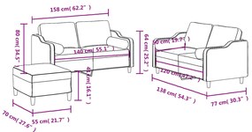 3 pcs conjunto de sofás com almofadas tecido preto