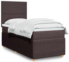 vidaXL Cama com molas/colchão 90x190 cm tecido castanho-escuro