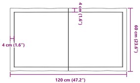 Tampo de mesa com bordas vivas maciço tratado castanho-escuro