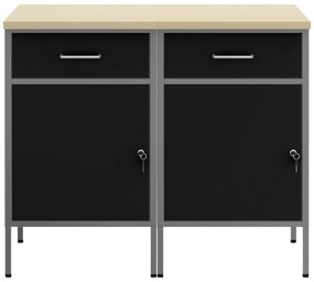 Gabinete de Trabalho vidaXL 2 pcs Preto e Cinza em Madeira Engenharia