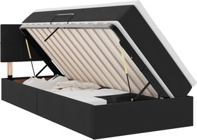 vidaXL Cama com arrumação e LED com colchão Preto 90 x 190 cm Veludo