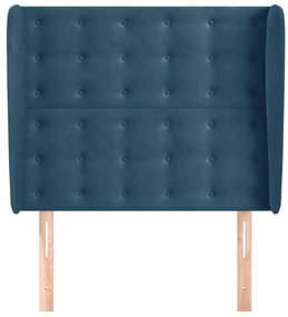 Cabeceira cama c/ abas veludo 93x23x118/128 cm azul-escuro