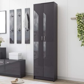 vidaXL Roupeiro de corredor 55x25x189cm contraplacado cinza brilhante