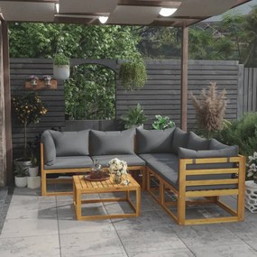 vidaXL 6 pcs conjunto lounge de jardim c/ almofadões acácia maciça