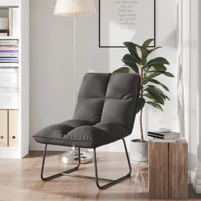 Cadeira de lazer com estrutura de metal veludo cinzento-escuro