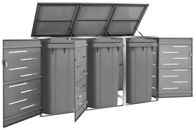 vidaXL Abrigo triplo para caixotes do lixo 207x77,5x112,5 cm aço inox