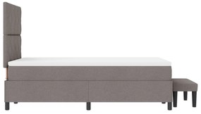 Cama Box Spring com colchão e banco taupe 120x190 cm Tecido