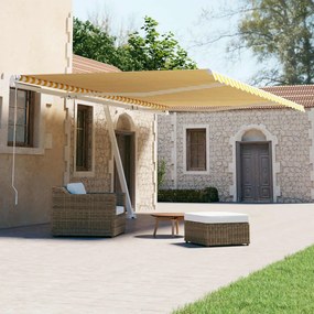 vidaXL Toldo automático independente 500x300 cm amarelo e branco