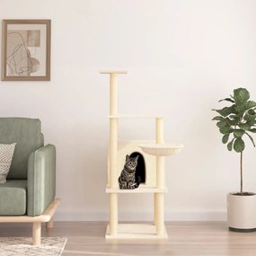 Árvore p/ gatos c/ postes arranhadores sisal 132 cm cor creme