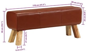 Boque de ginásio 110 cm couro genuíno/mangueira maciça castanho