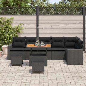 Conjunto de Sofá de Jardim com 9 Peças e Almofadas - Rattan Sintético
