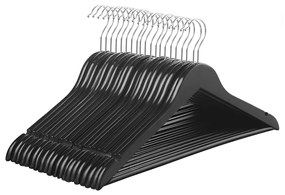 Cabides de madeira SONGMICS, conjunto com 50, cabides para casacos, cabides para roupas, com entalhes nos ombros, barra antiderrapante para calças, gancho giratório 360°, para ternos, camisas, casacos, preto CRW02B-50