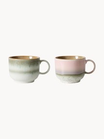 Handmade Mugs 70's with Reactive Glaze, Set of 2