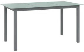 Mesa de jardim em alumínio e vidro 150x90x74 cm cinzento-claro