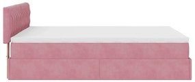 Estrutura de cama otomana com colchão 140x190 cm veludo rosa