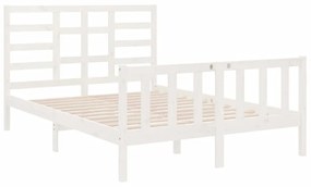 Estrutura de cama 140x190 cm madeira maciça branco