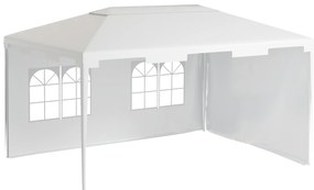Outsunny Tenda de Jardim 395x295x255 cm  Tenda de Exterior com 2 Paredes Laterais 2 Janelas Anti-UV para Pátio Varanda Branco