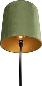 Candeeiro de pé Botânico Preto com Abajur Verde 40 cm - Simplo