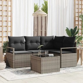 Conjunto de Sofá de Jardim vidaXL com Almofadas em Rattan Preto