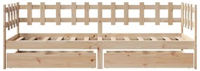 Sofá-cama com gavetas 90x190 cm madeira de pinho maciça