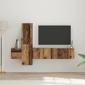 vidaXL Conjunto de móvel de TV com prateleira com armazenamento com porta 5 pcs Madeira Antiga