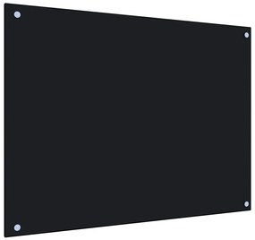 vidaXL Painel anti-salpicos de cozinha 80x60 cm vidro temperado preto