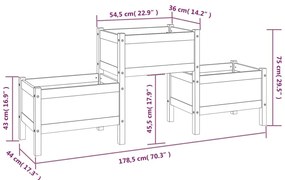 Vaso/floreira 178,5x44x75 cm pinho maciço branco