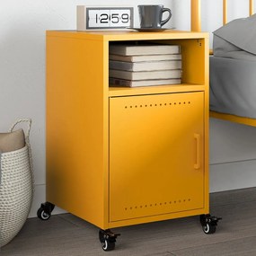 vidaXL Mesa de cabeceira 36x39x59 cm aço amarelo mostarda