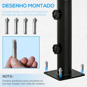 Suporte Chapéu de Sol para Chão de Cimento com 2 Botões de Bloqueio e