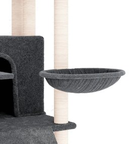 Árvore p/ gatos c/ postes arranhadores sisal 154cm cinza-escuro