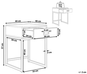 Mesa de apoio com 1 gaveta preta LARGO Beliani