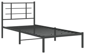 Estrutura de cama com cabeceira 90x190 cm metal preto