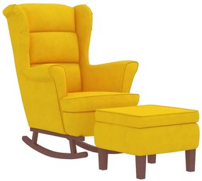 Cadeira de baloiço c/ pernas de metal e banco veludo amarelo