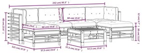 7pcs conj. lounge jardim+almofadões madeira maciça castanho-mel