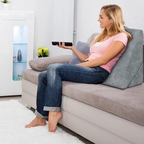 Almofada triangular de espuma para cama e sofá Almofada triangular com capa removíve cinzento