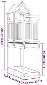 Torre de brincar 110,5x52,5x215 cm madeira de pinho maciça
