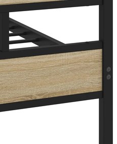 Estrutura de cama sem colchão 75x190 cm metal carvalho sonoma