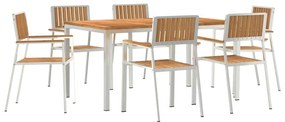 Conjunto de Jantar de Jardim vidaXL 7 Peças em Madeira de Teca Maciça