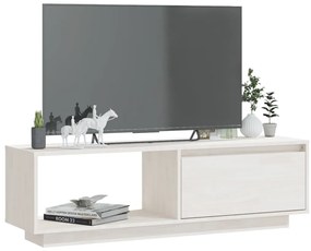 Móvel de TV 110x30x33,5 cm madeira de pinho maciça branco