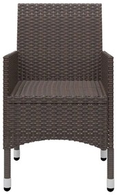 3 pcs conjunto de jantar para jardim vime PE e vidro castanho