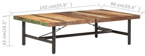 Mesa de centro 142x90x42 cm madeira recuperada maciça