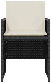 3 pcs conjunto de bistrô com almofadões vime PE preto