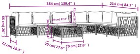 8 pcs conjunto lounge de jardim com almofadões aço antracite