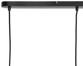 Candeeiro suspenso Art Deco preto com vidro fumado retangular 4 luzes - Bao