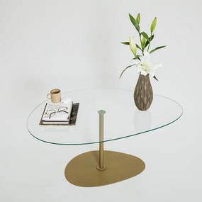 Mesa de Centro Porto – Transparente e Dourado – 90x40x60 cm