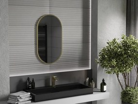 Mexen Loft espelho de casa de banho oval 80 x 45 cm, moldura dourada - 9851-080-045-000-50